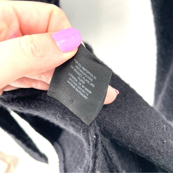 ANTHROPOLOGIE HRW Black Wool Button Front Old Military Style Fitted Jacket Coat - Picture 6 of 8